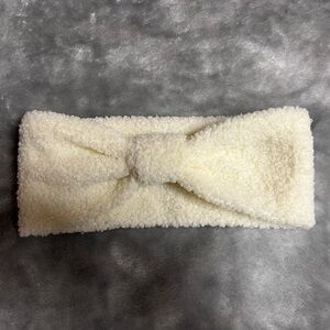 Cozy Cream Fuzzy Bow Winter Headband